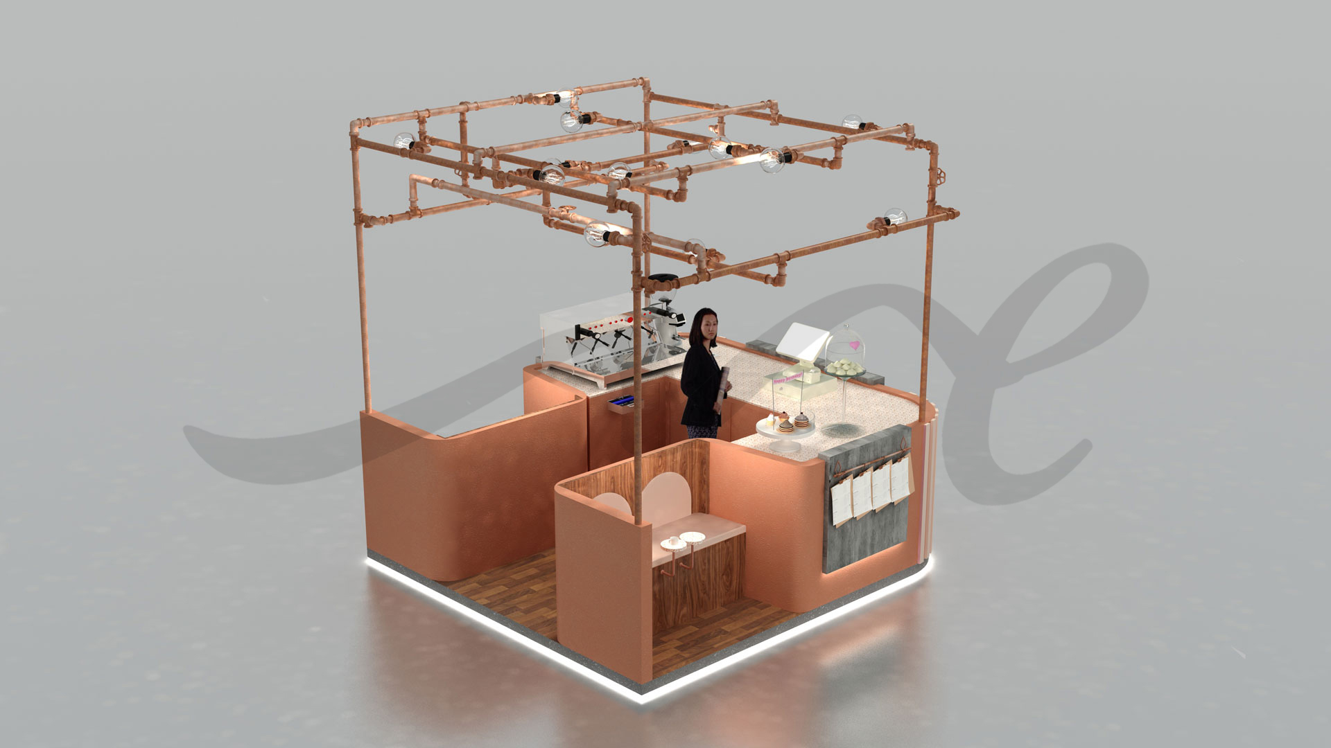 3D Design of a Coffee Kiosk for 2 Côtés made by ME Visual