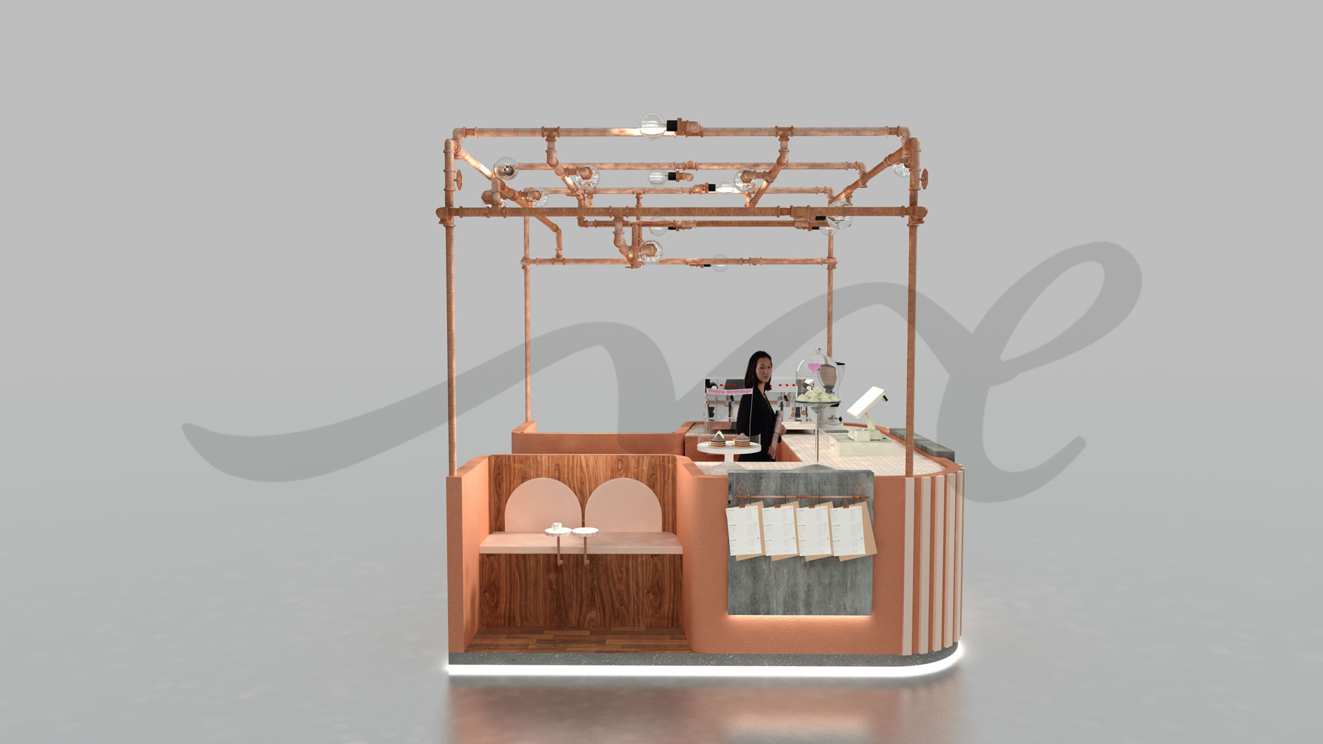 3D Design of a Coffee Kiosk for 2 Côtés made by ME Visual
