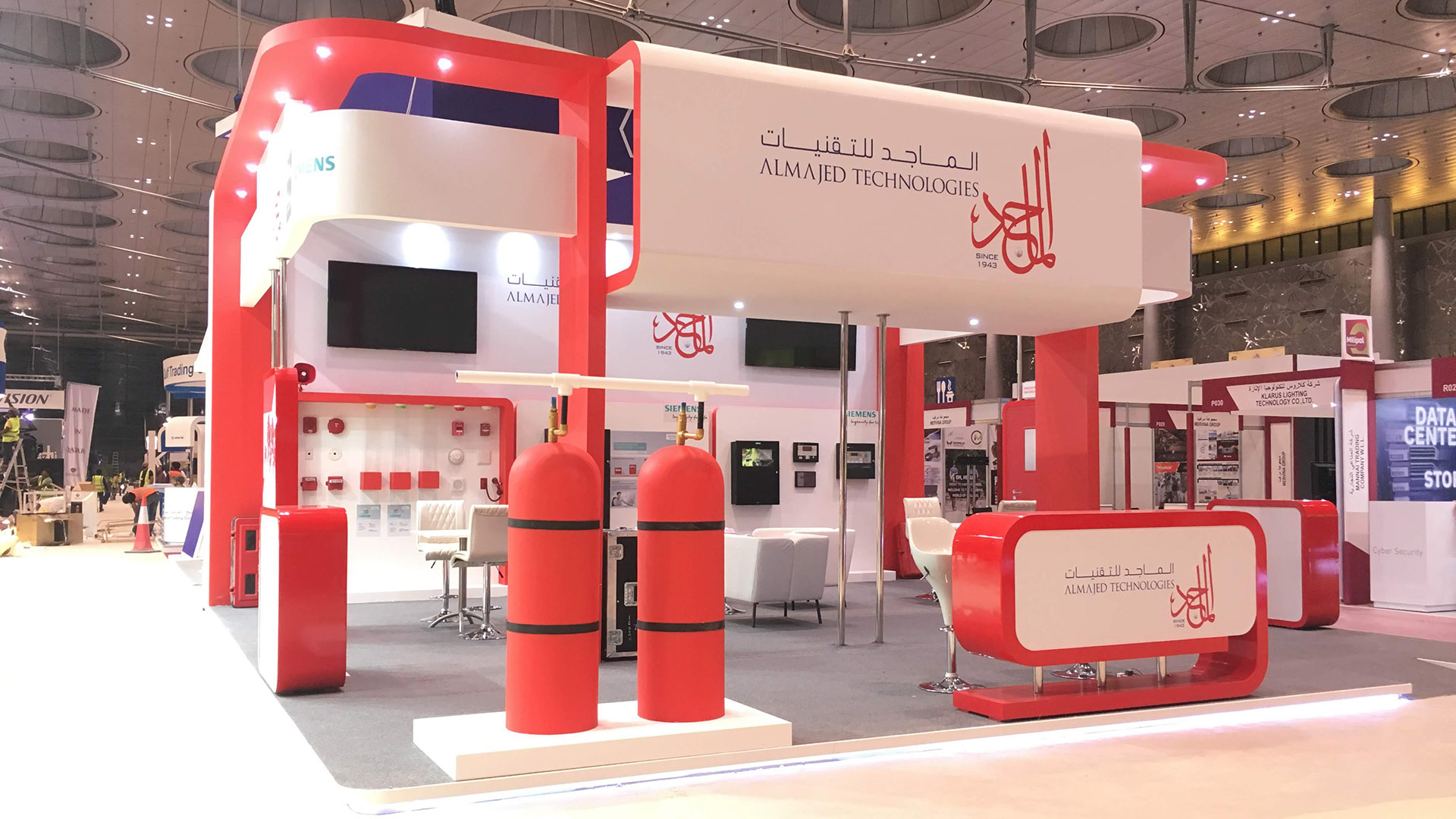 Exhibition Stand for Al Majed Technologies at Milipol 2018 designed, fabricated and installed by ME Visual, Qatar