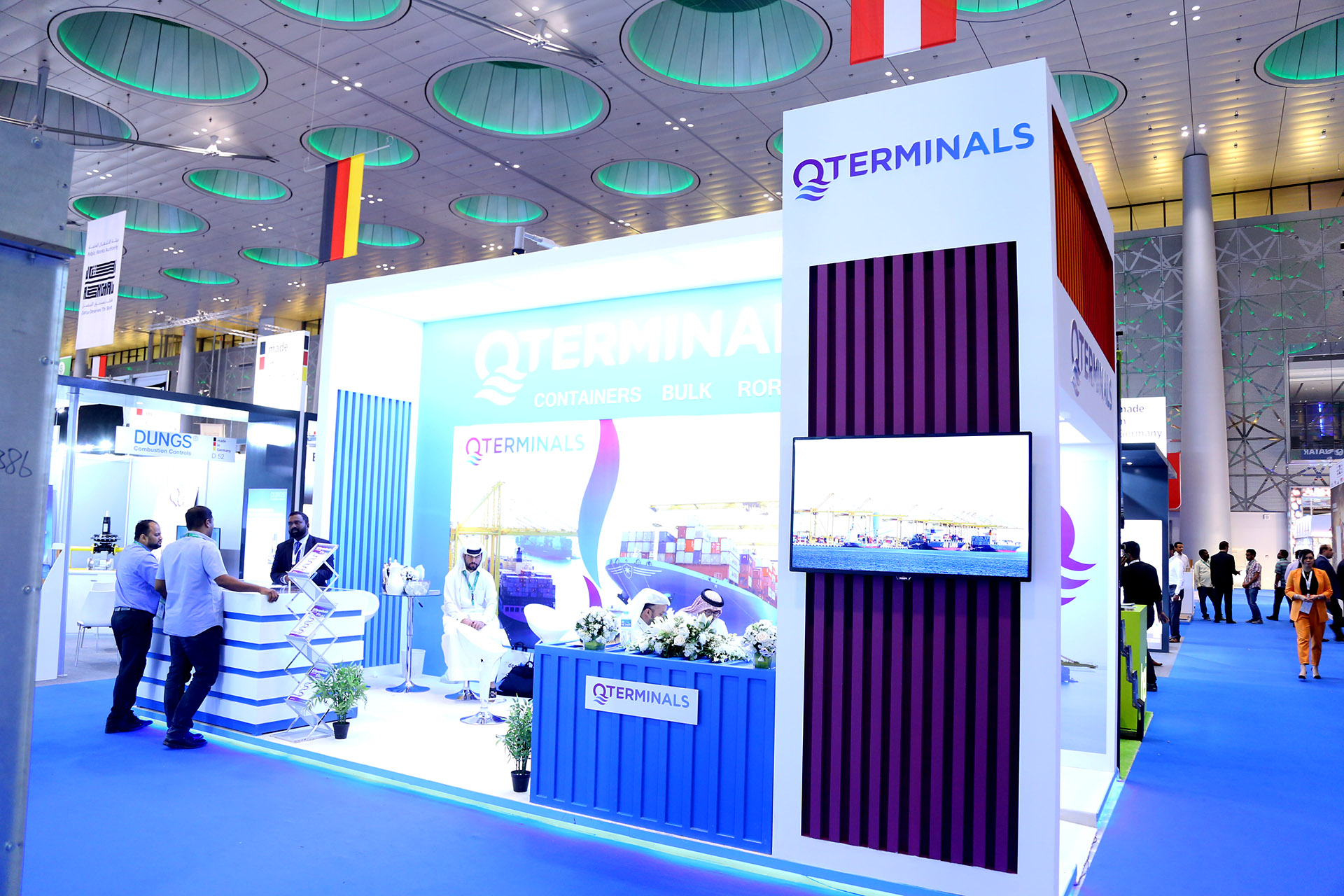 Award winning exhibition stand for QTerminals at Project Qatar, designed and fabricated by ME Visual