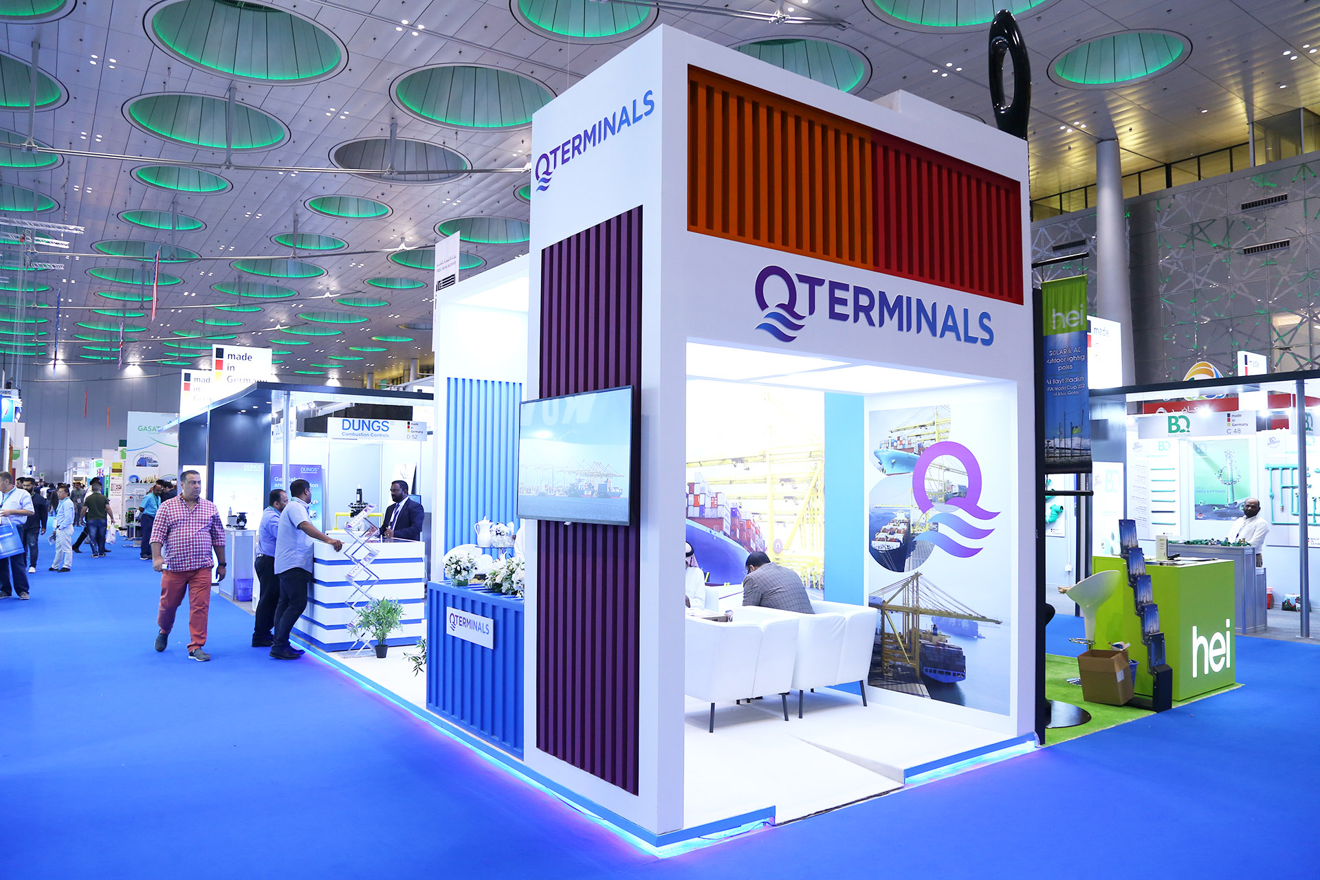 Award winning exhibition stand for QTerminals at Project Qatar, designed and fabricated by ME Visual
